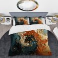 thumbnail image 2 of Designart "Ink Storm White, Blue, and Orange Fusion II" Abstract Painting Bedding Covert Set - Abstract Orange Modern Bed Set With 2 Shams, 2 of 5