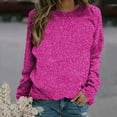 thumbnail image 2 of Zpanxa Women's Solid Color French Terry Crewneck Sweatshirt, Soft Casual Long Sleeve Pullover Top for Lounge and Everyday Wear Hot Pink M, 2 of 4