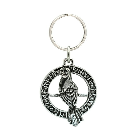 Mocking Bird In Runes Keychain, G031KC, 1 1/2 inch, Pewter, Key Fob, Key Ring, Keys, Zipper Pull, Luggage Tag, Backpack, Over 300 Keychain Designs, Handmade in the USA, 100% American Made