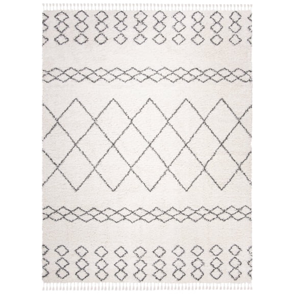 SAFAVIEH Moroccan Fringe Shag MFG343A Ivory / Grey Rug