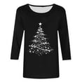 thumbnail image 4 of Fznquz Black Women T Shirt Casual Winter 3/4 Sleeve Tops 2025 Christmas Trendy Women Fashion,XXL, 4 of 5
