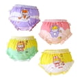 thumbnail image 2 of Hansber 4 Pieces Baby Girls Cartoon Print Bloomers Underwear Newborn Cotton Breathable Ruffle Briefs Yellow&Pink&Purple 110, 2 of 4