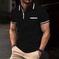 thumbnail image 2 of EHTMSAK Men's Polo Shirts Short Sleeve Henley Lapel Collar Shirts with Pocket Button Up Summer Golf T Shirts Business Fashion Big and Tall Casual Tops Black 3XL, 2 of 6