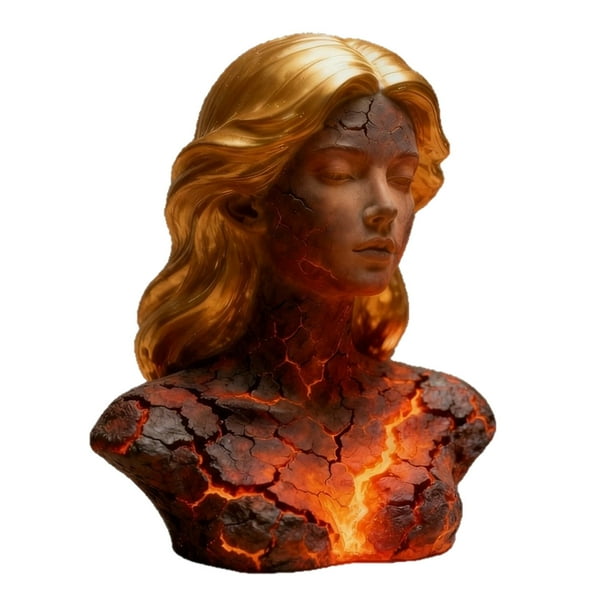 Niñas Niñas Niñas Alma Rota Figura de Fuego 20cm Resina con Luz Led, Ornamento de Escritorio para Sala de Estar Y Oficina