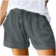 thumbnail image 1 of Pantalones cortos de talla grande para mujer - Pantalones cortos con cordón para playa de verano 2025 con bolsillos, cintura alta, corte holgado, algodón/poliéster, oficina/fiesta/vacaciones, 1 of 7