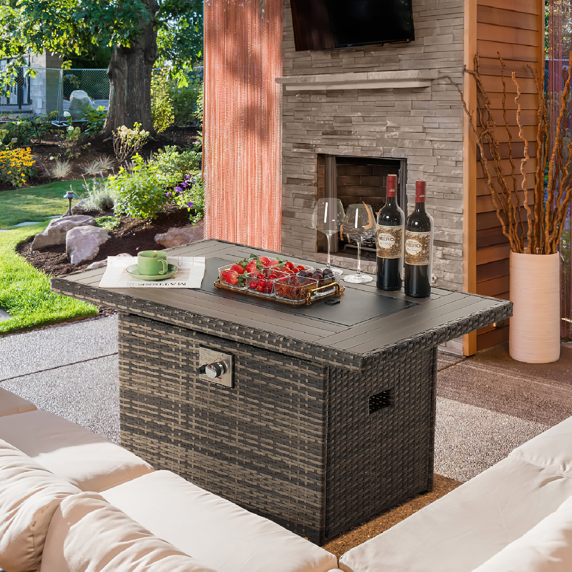 Aoxun 44'' Propane Fire Pit Table 50,000 BTU Gas Fire Pit Table w