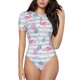 thumbnail image 1 of Fotbe Flamingo and Pineapple Body de Mujer con Cuello Redondo y Mangas Cortas, Sin Mangas Ajustado, Suave, Cómodo y Básico-Small, 1 of 7