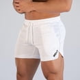thumbnail image 2 of Huresd Men's Athletic Shorts Gym Workout Short Shorts Casual Shorts Running Bodybuilding 5 Inch Inseam Shorts White 3XL, 2 of 6