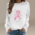 thumbnail image 2 of AnuYalue Breast Cancer Sweatshirt for Women Long Sleeve Pink Ribbon Pullover Causal Cancer Awareness Gift Tops, 2 of 6