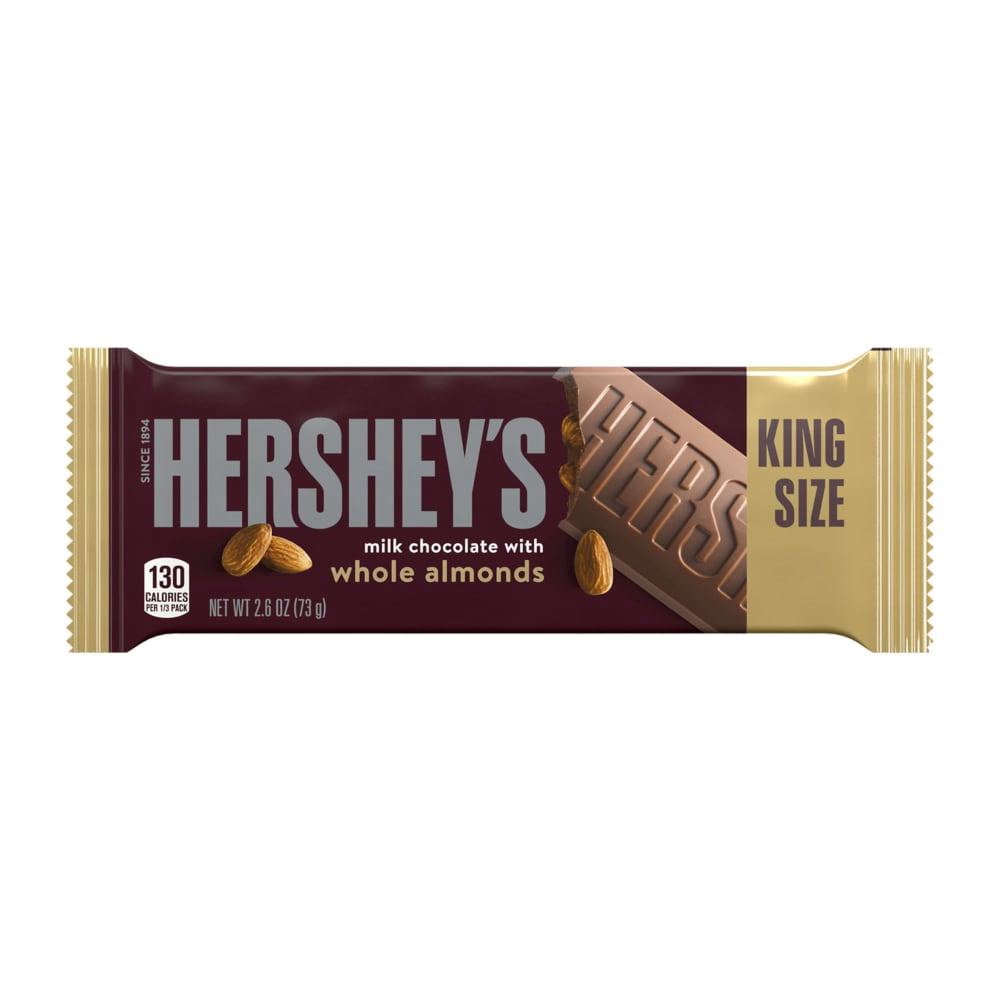 HERSHEYS Milk Chocolate with Whole Almonds King Size Candy Bar 2.6 oz - 5 Pack