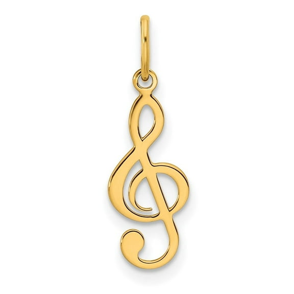 Auriga Fine Jewelry 14K Yellow Gold Polished Treble Clef Pendant for Women (Length - 18mm, Width - 7mm)