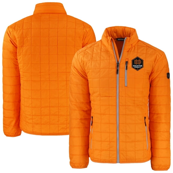 Men's Cutter & Buck Orange Houston Dynamo FC Rainier PrimaLoft Eco Insulated Puffer Full-Zip Jacket