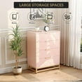 thumbnail image 6 of GAOMON Dressers, 4 Drawers, Pink, Wooden Storage Chest, Organizer Cabinet, Gold Handles, for Bedroom, Living Room, Entryway, Nursery, Modern Design, Easy Assembly, 6 of 8