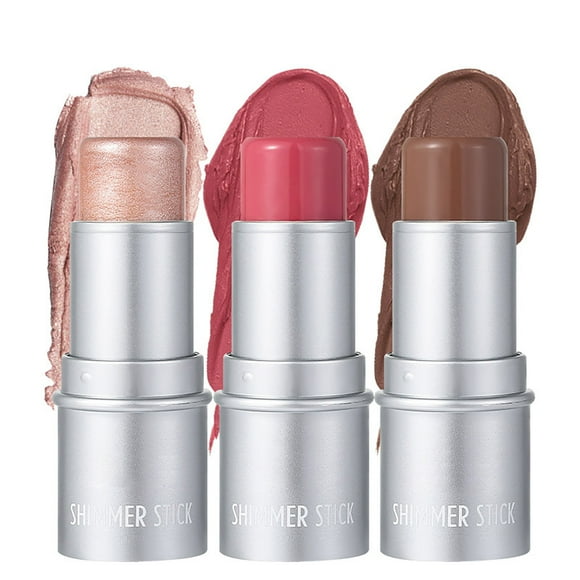 Blush Clearance, Bradem 3 Pack Color Highlighter and Contouring Sticks Brightening Shadow Sticks Rouge Sticks, Makeup White Blusher Clearance Sale! 3X Blush, Silver, One Size