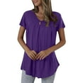 thumbnail image 2 of Asxite Womens Tops Short Sleeve Solid Color V Neck Relaxed Casual Blouse, 2 of 4