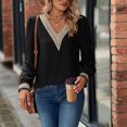 thumbnail image 2 of HAiming Women's Long Sleeve Chiffon Tops Solid Color Lace V-Neck Shirt Dressy Casual Loose Business Tunic Blouses, 2 of 8