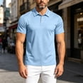 thumbnail image 4 of Klisyaur Mens Solid Color T Shirts Short Sleeve with Button Collared Tops Summer Lightweight Breathable Clothes, 4 of 5