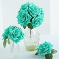 Efavormart 24Pcs Artificial Flowers Real Touch Turquoise Foam Roses ...
