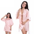 thumbnail image 5 of Dengjunhu Women Satin Robes Sexy Silky Bathrobe Lace V-Neck Bridesmaid Bride Party Robe Soft Sleepwear, 5 of 6