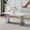 White table with silver legs, variant on Sumdeal 63" Long Dining Table for 4-6 Modern Faux Marble Dining Table with U-Shape Pedestal Base Mid-Century Rectangle Kitchen Dinner Table,Gray,U shape,63Inch