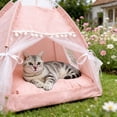 thumbnail image 6 of FeiFu Cats Bed Tents Dog House Indoor Outdoor Lace Mesh Breathable Windows Door Curtains Removable Portable Tents Washable Warm Slip Proof, 6 of 6