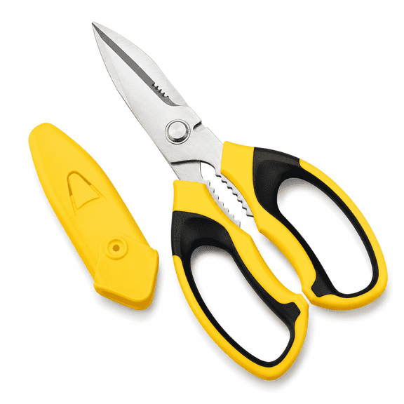 PLERISE Utility Scissors, 8 Inch Heavy Duty Serrated Shears for Carpet and Leather, Multipurpose Craft Office, 1 Pack
