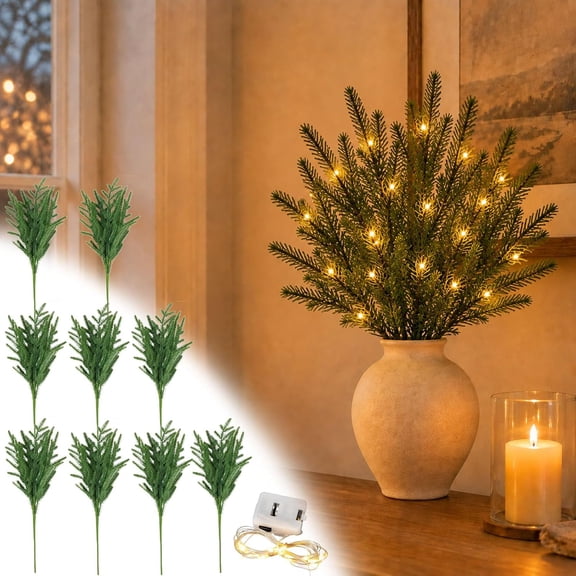 Twinkling Tree Enchanted Evergreen Pine with Lights Branches for Vase