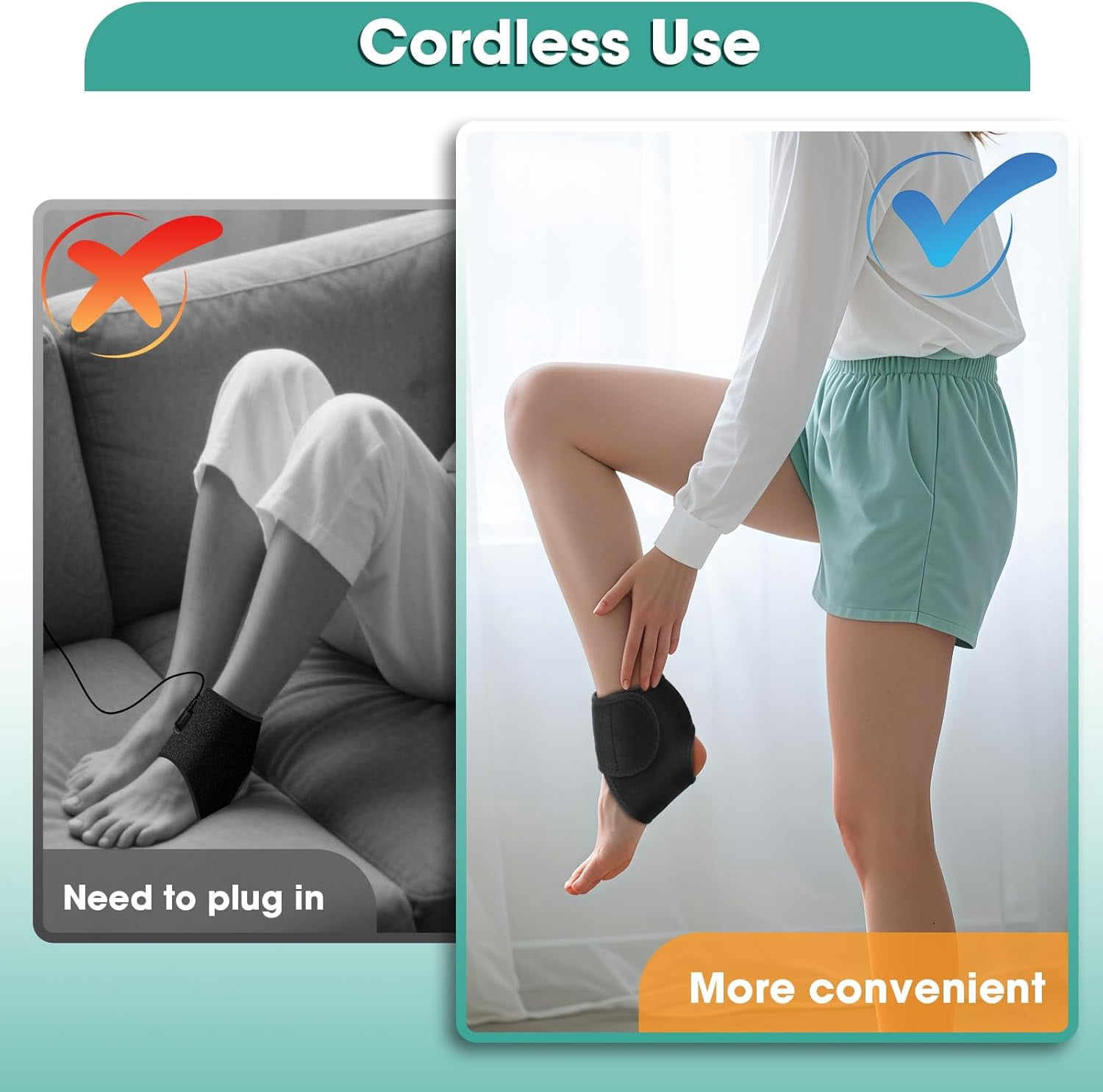 Wrongduck Ankle Massager with Heat – Rechargeable Foot and Ankle Heating Pad Wrap with Vibration, Adjustable Fit for Pain Relief, Achilles Tendonitis, Plantar Fasciitis, 2000mAh Battery