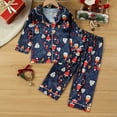 thumbnail image 2 of LRen Christmas Pajamas for Kids Size 8 Reindeer Print Button T-Shirt and Elastic Shorts Casual Sleepwear Oversized Loungewear Sets 4-5 Years,Z6-Blue, 2 of 8