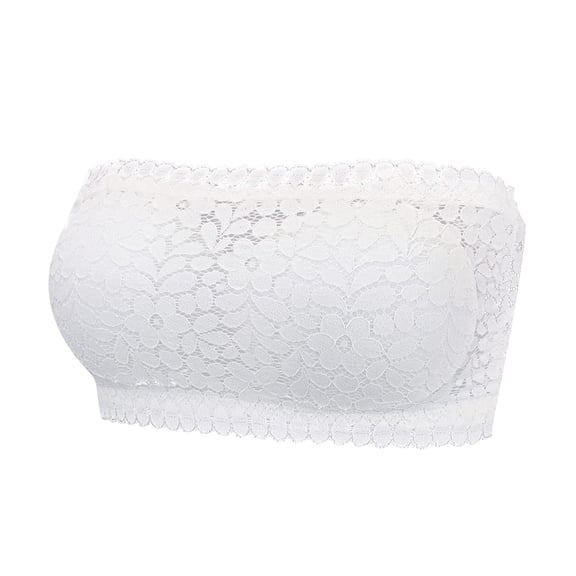Women's Seamless Lace Back Tube Top, One Piece Wrap Chest Bandeau Bra