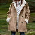 thumbnail image 2 of Horkkom Plus Size Winter Coats for Women Solid Color Button Fleece Jacket Warm Long Sleeve Jackets with Pockets L, 2 of 6