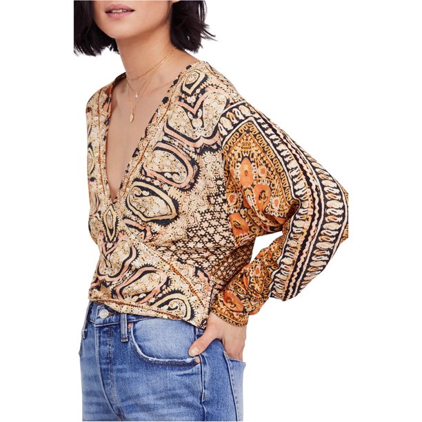 Blusa estampada Free People para mujer multicolor extra pequeña estilo Pullover