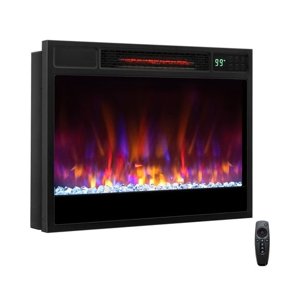 Furnibear 23 Inch Electric Fireplace Insert 1500W, Recessed Electric Fireplace Heater with Remote Control and Realistic Flames, Black