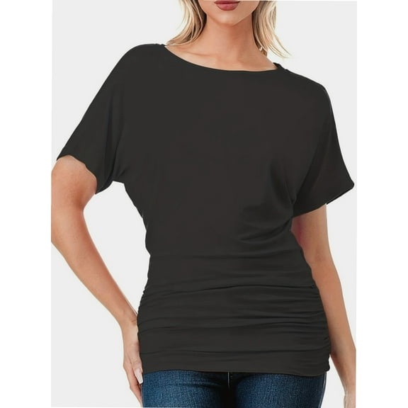 Womens Super Comfy Boat Neck Dolman Top Shirt
