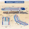 thumbnail image 3 of SLSY Beach Chair for Adults,Lightweight Portable Lay Flat Folding Beach Chair with 5 Reclining Positions,Backpack Straps,Phone Pocket, Cup Holder,Support to 400LBS, 3 of 7