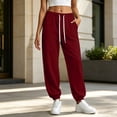 thumbnail image 4 of Dagugfen Sweatpants for Women Elastic Waist Drawstring Cinch Bottom Athletic Outdoor Jogging Pants with Pockets(M,Red), 4 of 7