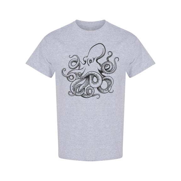Octopus Hand Drawn T-Shirt Men -Image by Shutterstock, Male Small