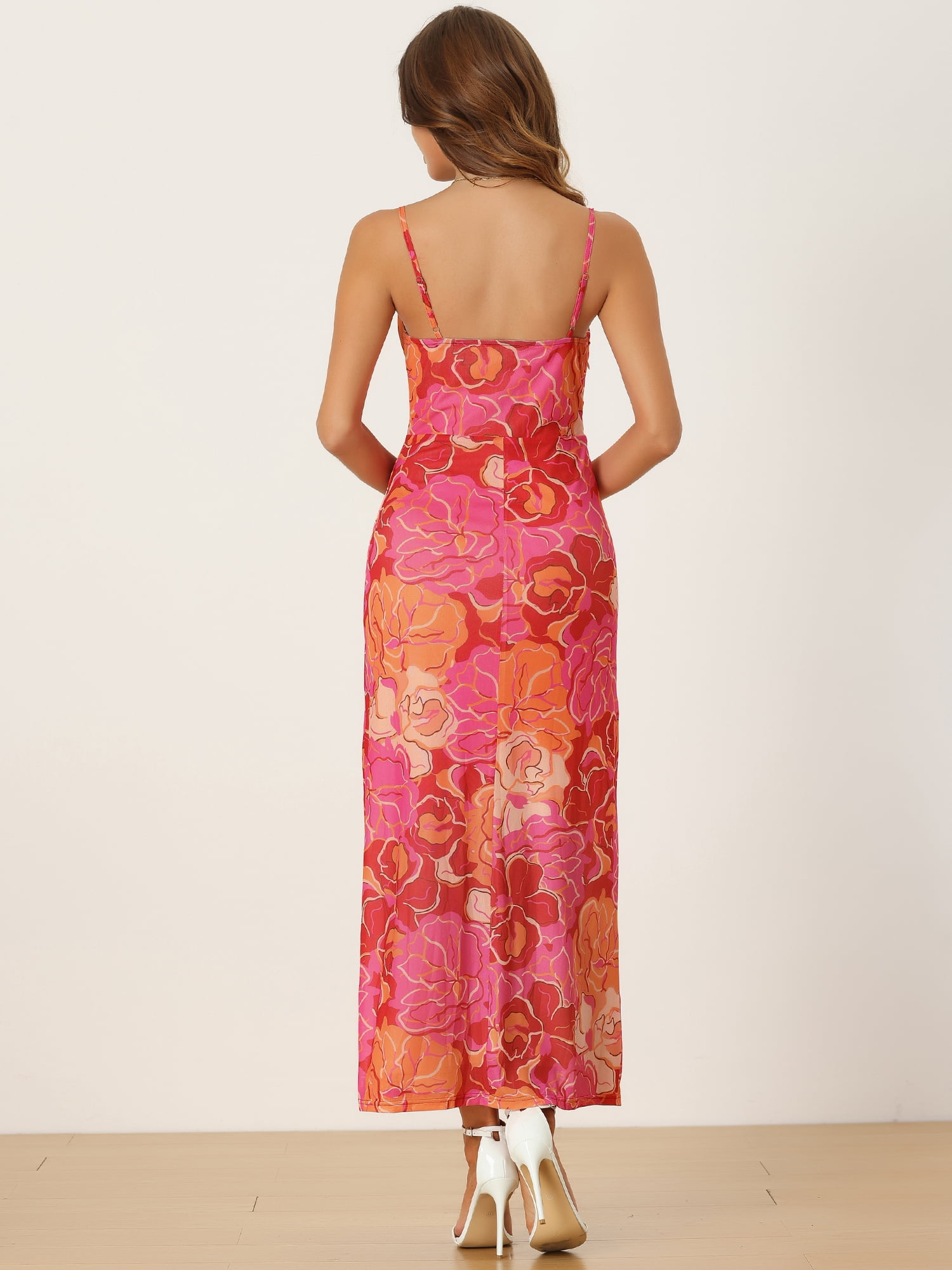 DARING DIVA Women's Boho Floral Sleeveless Maxi Dresses XS Pink
