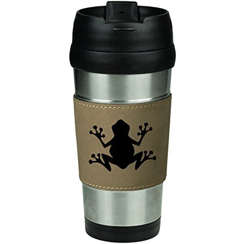 Leather & Stainless Steel 16oz Insulated Travel Mug Frog 