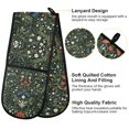 thumbnail image 2 of Yayeee Double Oven Mitt Kitchen Heat Resistant Baking 35" x7" Quilted Cotton Glove, Green Flowers Pattern, 2 of 6