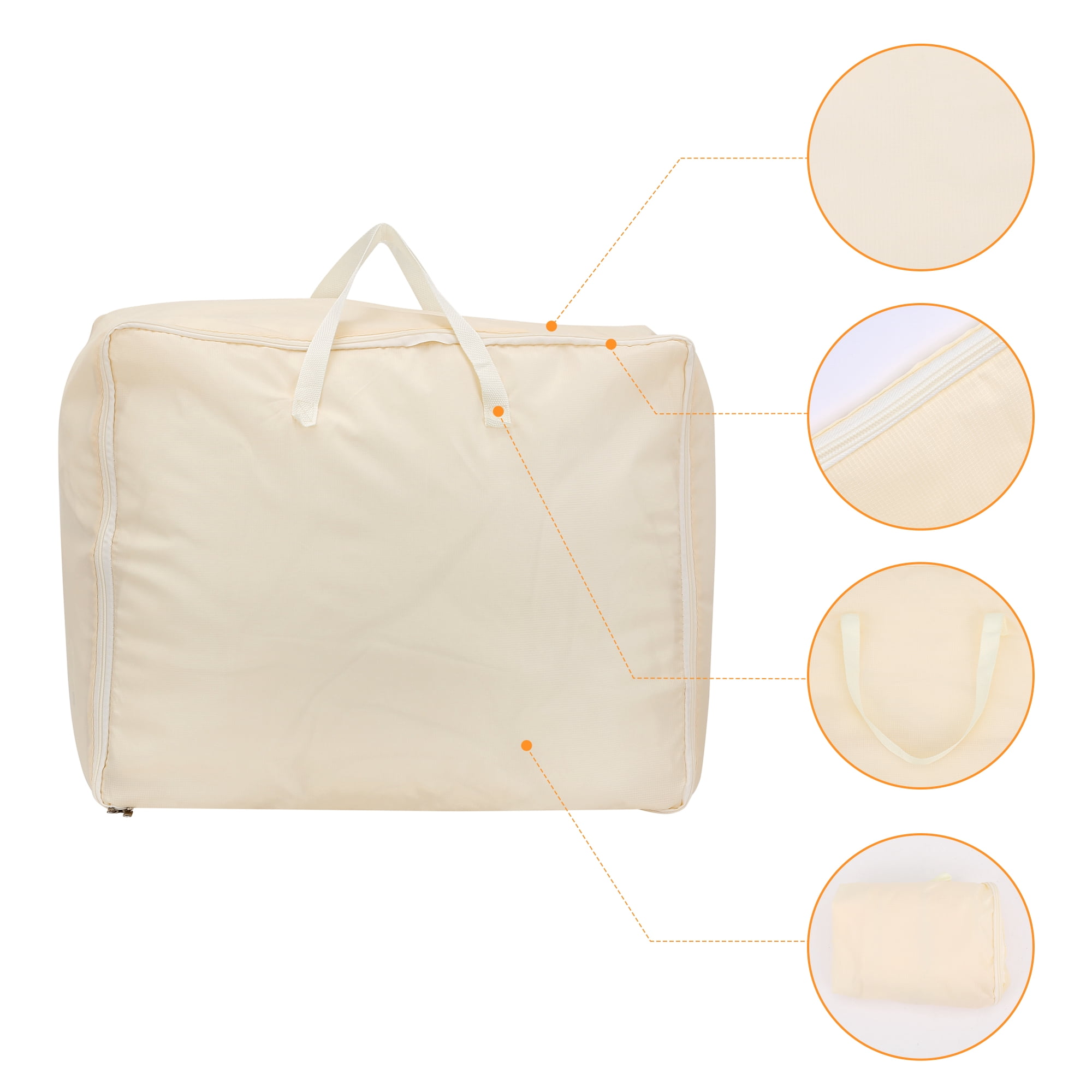 Unique Bargains Foldable Clothes Storage Bags with Handles Beige 23.5*19.5*11in