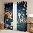 thumbnail image 2 of Feelyou Couple Gold Fish Black Out Curtains, Japanese Blossoms Floral Curtains Pack of 2 (42x63 Each), Teen Child Adult Bedroom Curtains, Blackout Curtains Room Decor, 2 of 6