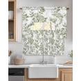 thumbnail image 2 of Sage Green Flower Kitchen Curtain and Valance Set 3 Pieces,Rod Pocket Short Tier Curtains 24 Inch Length,Vintage Country Rose Leaf Floral Swag Topper Small Window Treatment for Cafe Bathroom Bedroom, 2 of 6