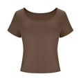 thumbnail image 2 of GUACER Crop T Shirts for Women Soft Stretchy Fabric Slim Fit Short Cap Sleeves U Neck Cropped Length Casual Tops, 2 of 5