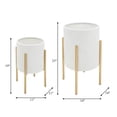 thumbnail image 5 of Decorative Flower Pots with Metal Stand for Home Decor - Modern Planters for Hallway, Entryway, and Living Room Decor - Indoor and Outdoor Pots for Plants Styling - Set of 2, 23", 19", White & Gold, 5 of 15