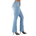 thumbnail image 3 of Fashion2Love Women's Juniors Colombian Design Butt Lift Push Up Mid Waist Boot Leg Jeans, 3 of 10