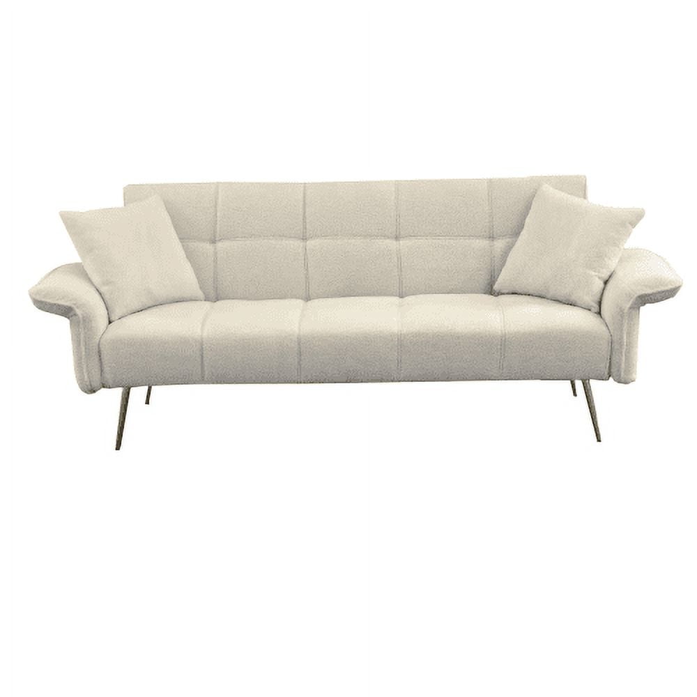 BSHTI 70.1 inch Futon Sofa Couch, Modern Convertible Double Sofa Bed with Folding Armrests for livingroom,Beige