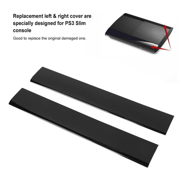 Cubierta de placa frontal de repuesto para PS3 Slim negra izquierda y derecha