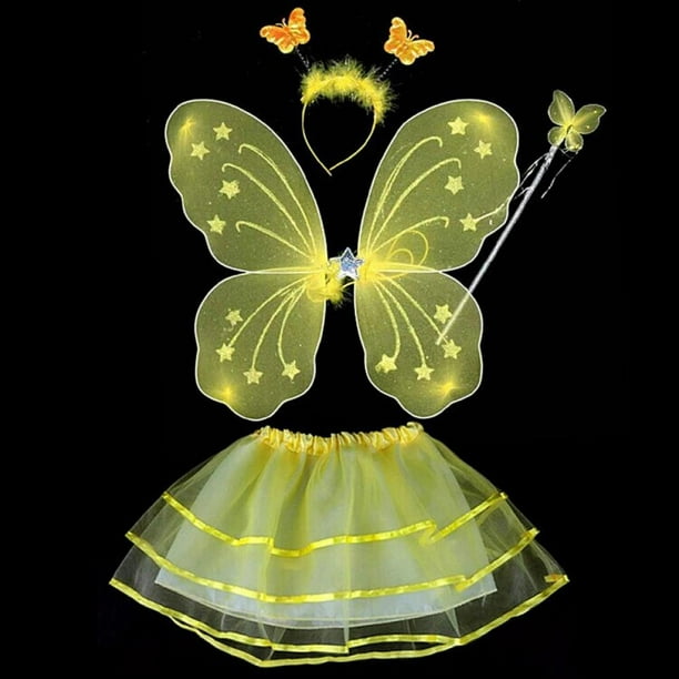 Fairy Kids Butterfly Wings Costume for Girls Rainbow Dress Up with Mask