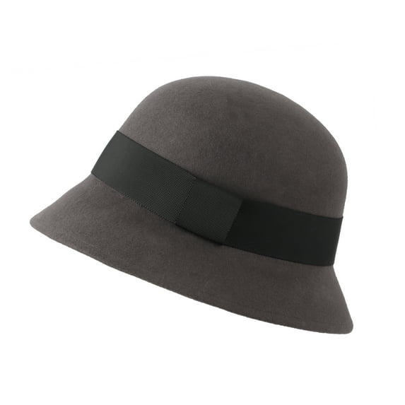 WITHMOONS Wool Felt Fedora Simple Classic Banded Bucket Hat GN61308 (GreyBand)